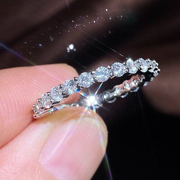 🎁 Hot Shiny Zircon CZ Full Around Rings For Women, HA4336-6 - Picture 1 of 3